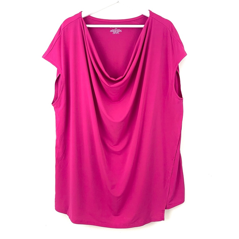 Lane Bryant Sleeveless Drape Neck Jersey Knit Pink Top Plus SZ 26/28